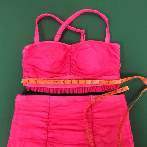 Torrid pink two-piece swimsuit bikini with ruffles high waist size 0 or 10 EUC - Picture 12 of 13